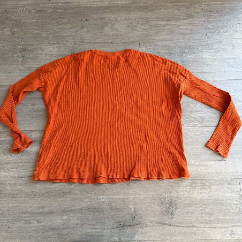 EUC Madewell waffle crewneck long sleeve top - size XS - rustic orange - Picture 4 of 4